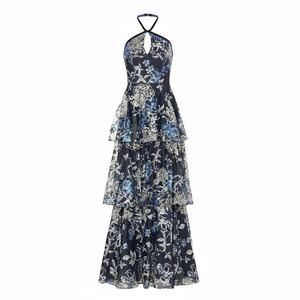 Marchesa Notte Preloved Women's Floral Embroidered Tulle Gown Multi Size US 8